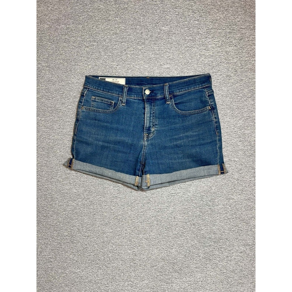 Gap Jean Shorts Women 29 (32x4 actual) 5" Short Mid Rise Denim Cuffed Hem Blue